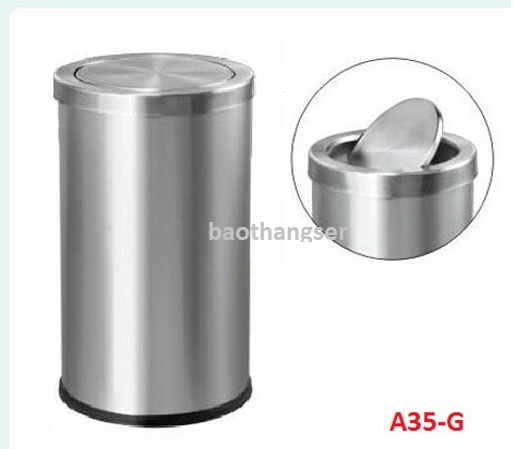 THÙNG RÁC INOX TRÒN NẮP BẬP BÊNH A35-G