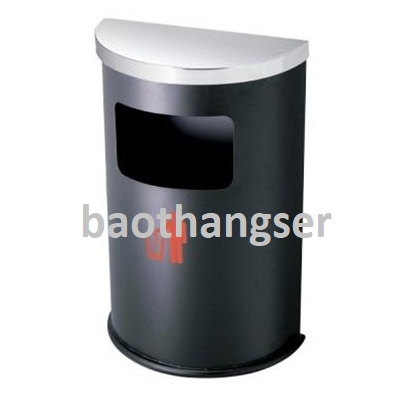  THÙNG RÁC INOX BÁN NGUYỆT ĐEN