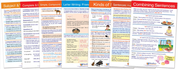 USAGE: Types of Sentences & Grammar Rules Bulletin Board Chart Set of 7 - Laminated - "Write-On - Wipe Off" - 18" x 12"