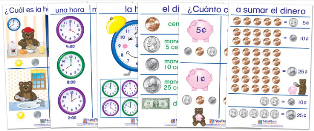 Time & Money Bulletin Board Chart Set of 6 - Early Childhood Spanish Edition