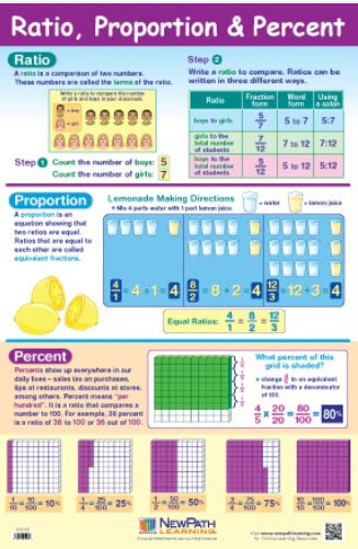 Ratio, Proportion & Percent Poster, Laminated