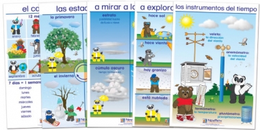 All About Weather Bulletin Board Chart Set of 5 - Early Childhood Spanish Edition