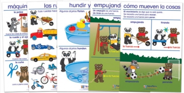 Pushing, Pulling & Moving Bulletin Board Chart Set of 5 - Early Childhood Spanish Edition
