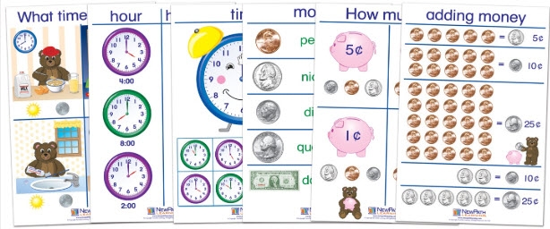  Time & Money Bulletin Board Chart Set of 6 - Early Childhood