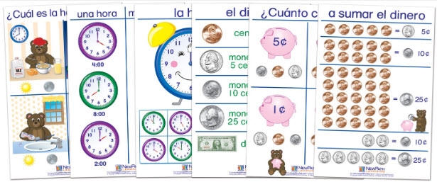  Time & Money Bulletin Board Chart Set of 6 - Early Childhood Spanish Edition