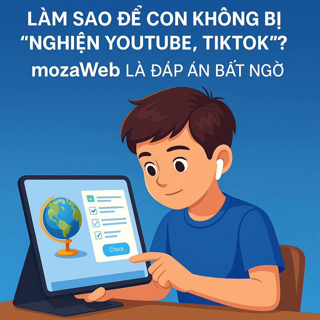  Làm sao để con không bị “nghiện YouTube, TikTok”? mozaWeb là đáp án bất ngờ